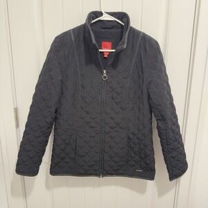 Y2K Vintage ESPRIT Jacket Coat Size Large Quilted Black Zip Up With Pockets